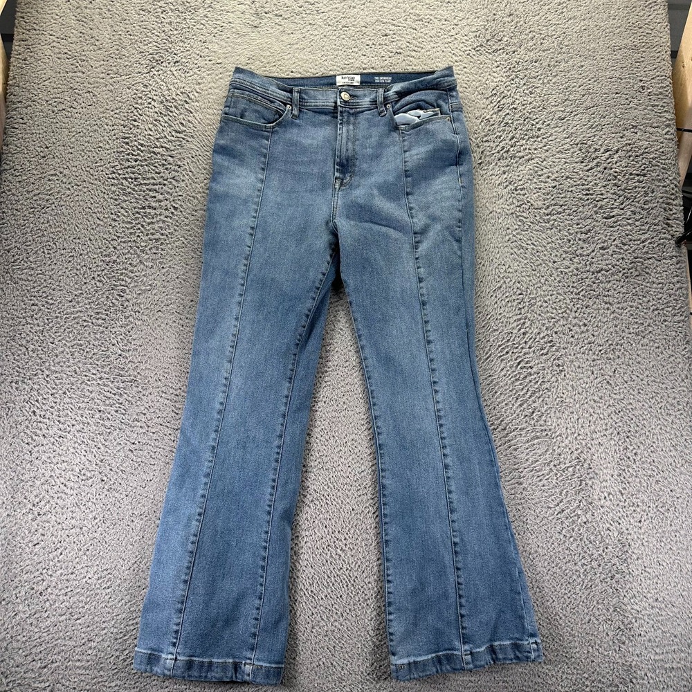 Kensie Vintage Luxe The Savannah Jeans Women 12 Blue Cotton Denim Flared Stretch